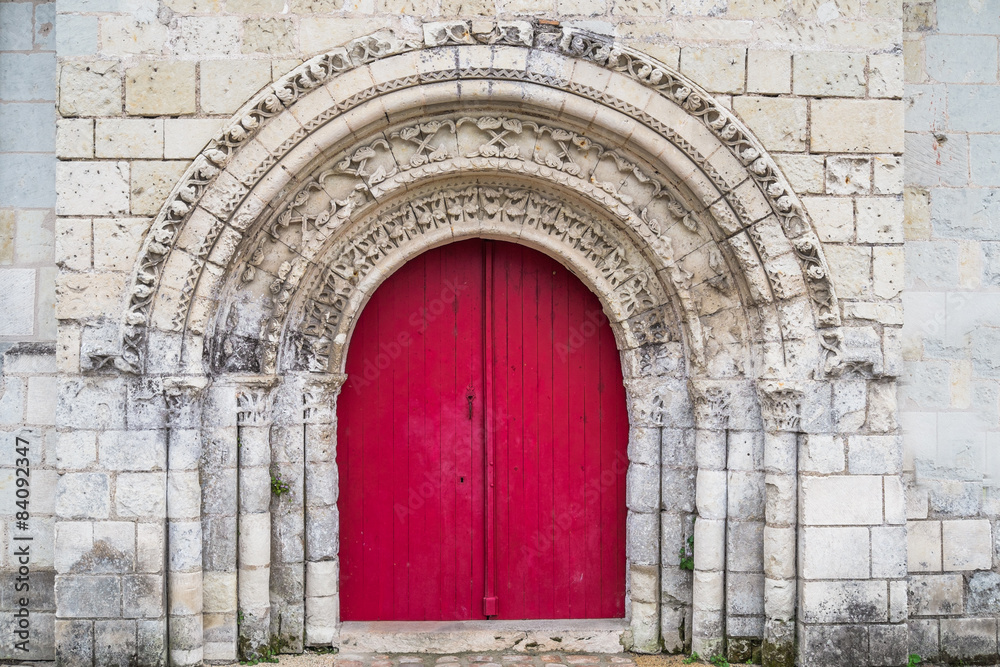 Red church door