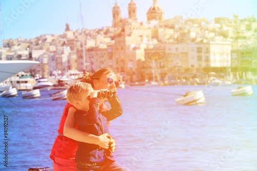 mother and son travel in Malta, Europe