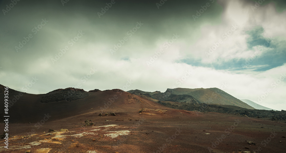 volcano and lava desert