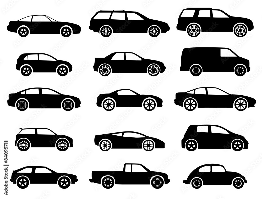 vector black auto icon set on white