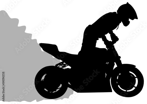 Motorcyclist performed extreme stunts on a white background