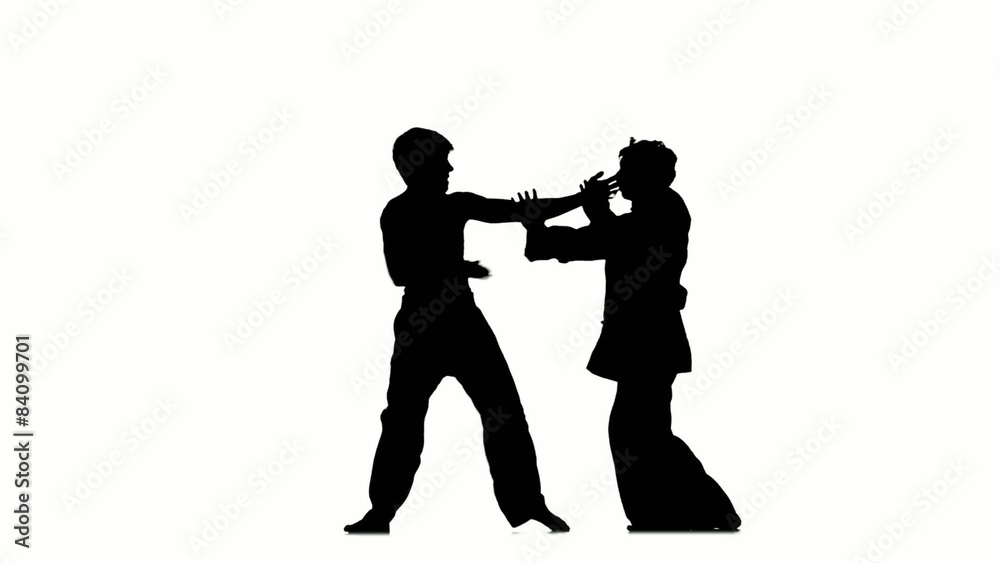 Battle man in karate who strike each other blows, Slow motion Battle man in karate who strike each other blows, Slow motion