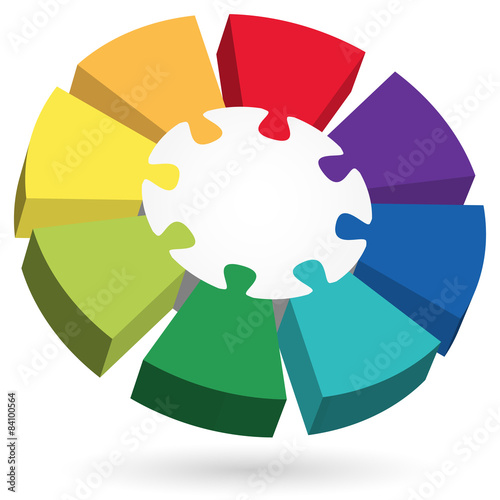3D Puzzle info graphic with center part