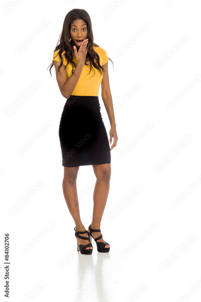 Fototapeta premium Model isolated covering mouth