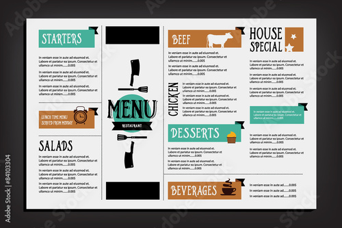 Restaurant cafe menu, template design. Food flyer.
