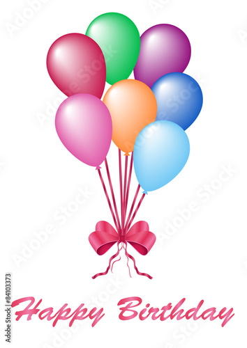 Ein Strauss bunter Luftballons mit Schleife Stock Illustration | Adobe Stock