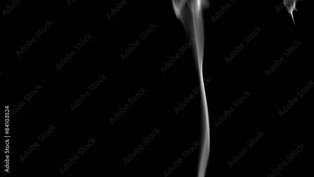 A white smoke stream flows through the screen both violently and tranquilly A white smoke stream flows through the screen both violently and tranquilly