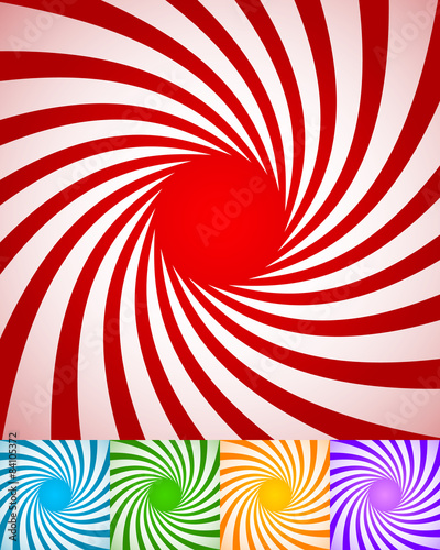 Abstract spirally backgrounds, twisted, rotating radial lines.