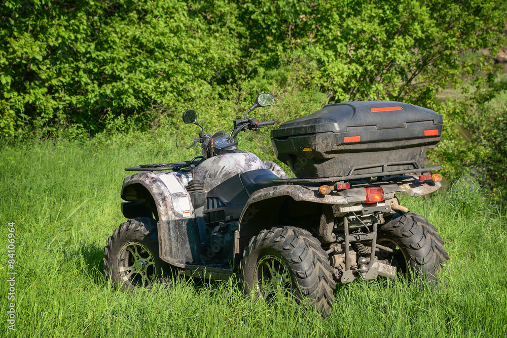 Fototapeta premium 4x4 ATV in the forest at sunny day