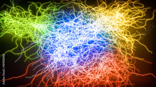 Tableau sur toile interlacement of colorful lightnings