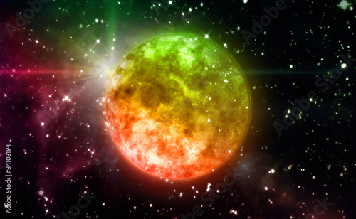 Fototapeta Naklejka Na Ścianę i Meble -  color orange planet in space