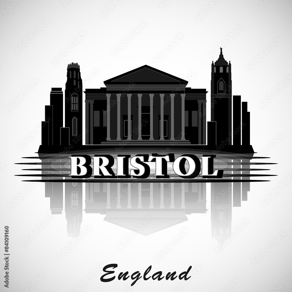 Modern Bristol City Skyline Design. England