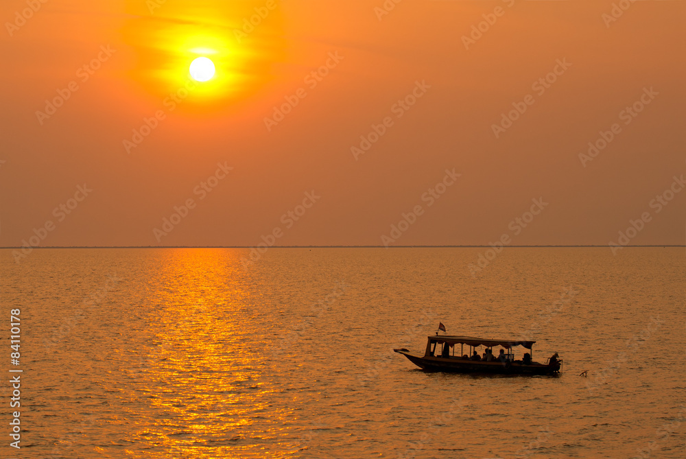 Sunset on the Tonle Sap lake
