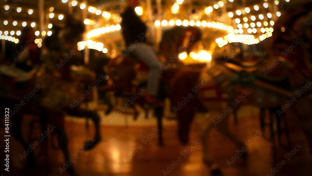 A merry go round is operational at night