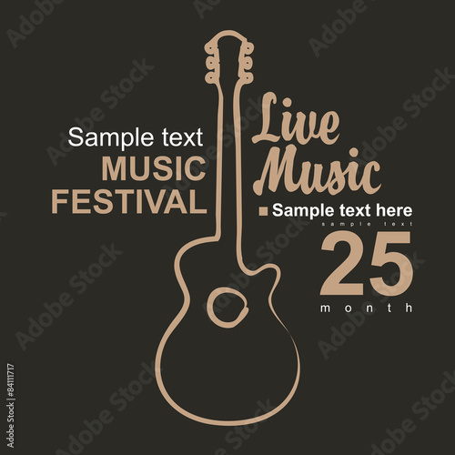 vector poster for a concert with a picture of an acoustic guitar