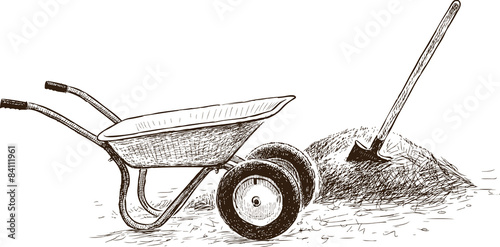Billede på lærred old wheelbarrow