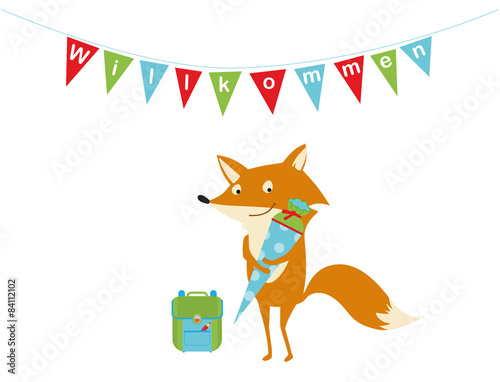 Fuchs mit Schultüte