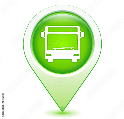 bus autobus sur marqueur géolocalisation vert