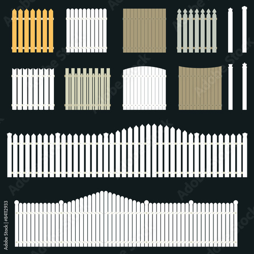 Set of fence, palisade - vectors