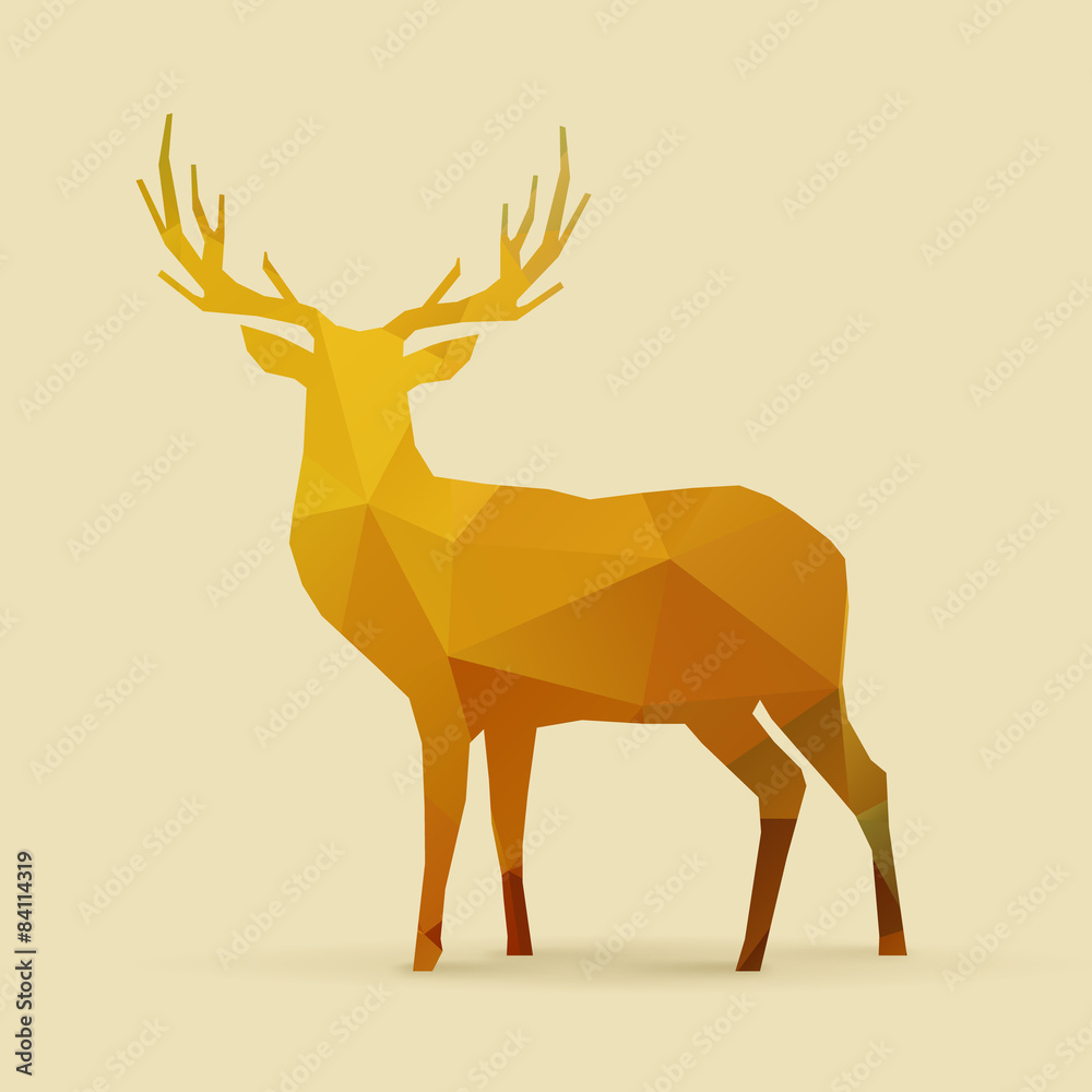 Fototapeta premium deer polygon golden silhouette