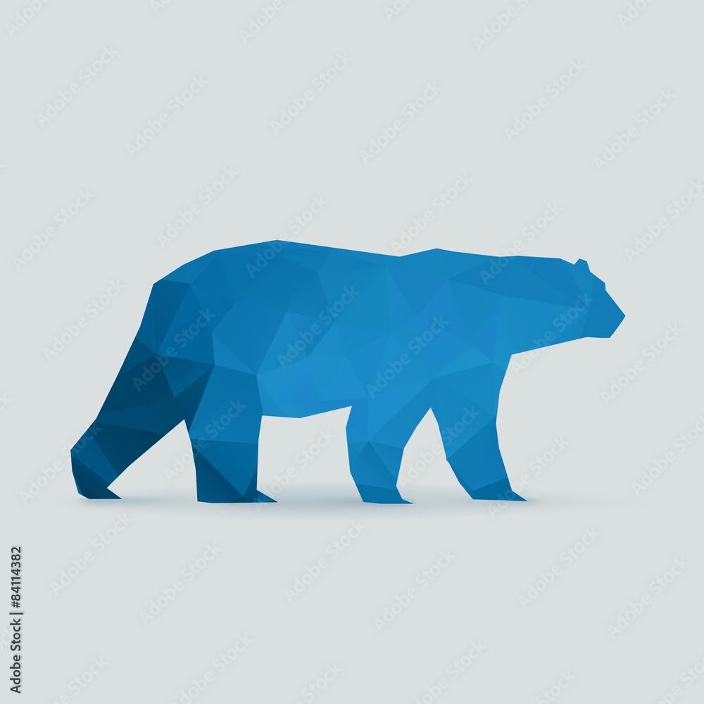 Naklejka premium polar bear polygon blue silhouette