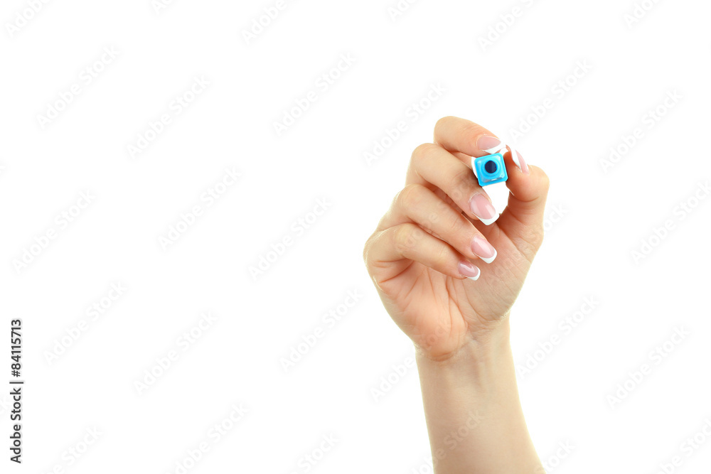Hand holding a marker isolated on white background Hand holding a marker isolated on white background