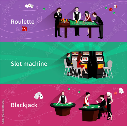 People In Casino Banner Set