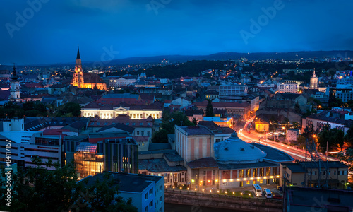 Old city of Cluj-Napoca night scene photo