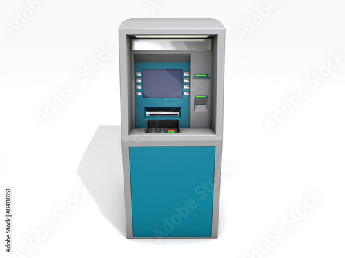 3D rendered ATM on white background