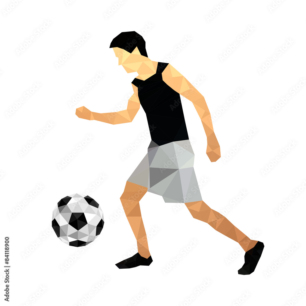 Illustration of origami football player Illustration of origami football player