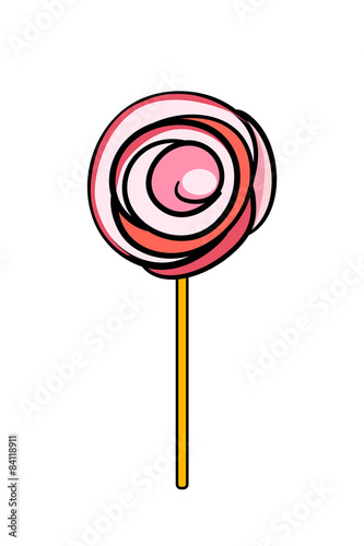 Illustration of pink doodle lollypop