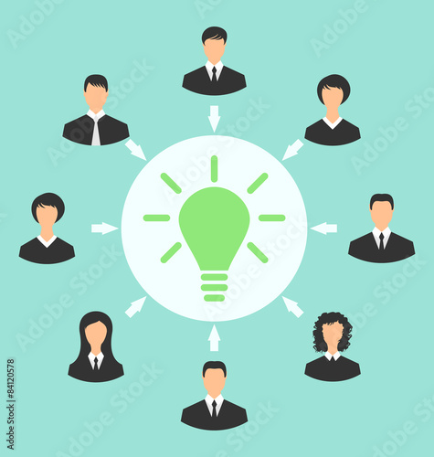 Group of business people gather together, process of generating