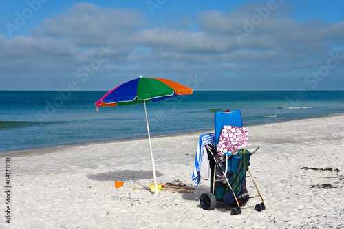 Beach Umbrella and Cart