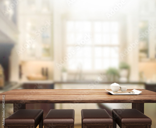 Table Top And Blur Interior Background