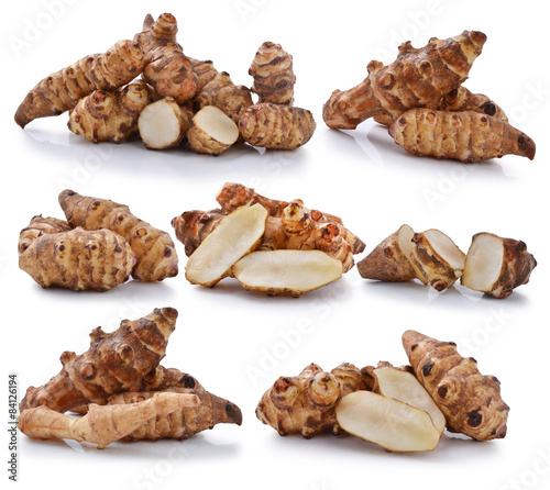 Jerusalem artichoke on a white background