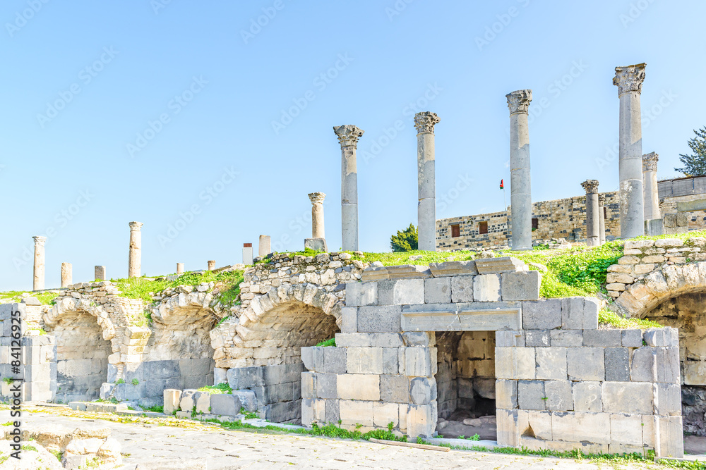 Columns of Umm Qais in northern Jordan.