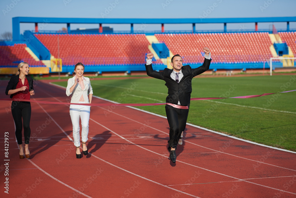 Fototapeta premium business people running on racing track