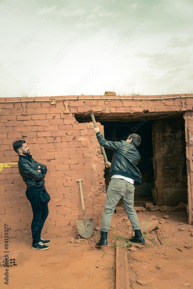 Fototapeta premium Pulling down a wall