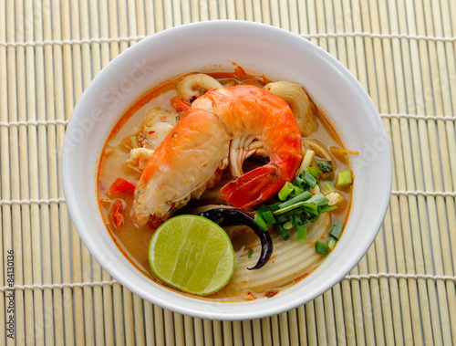 Thai Food Shrimp soup with mushrooms and coconut (Tom Yum Goong)