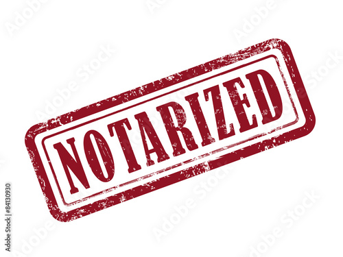 stamp notarized in red text on white