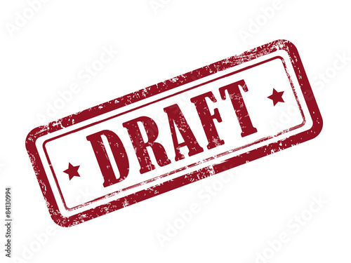 stamp draft in red text on white