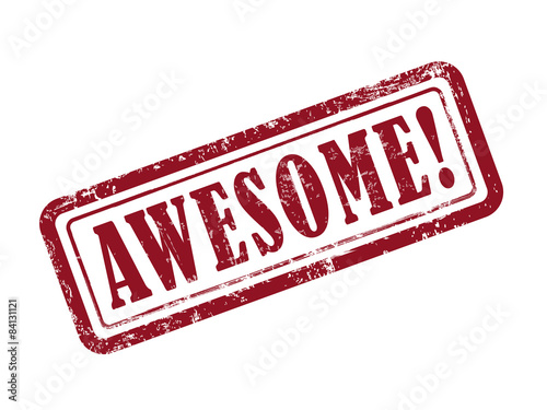 stamp awesome in red text on white