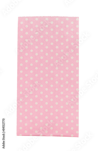 pink paper bag isolated on white background