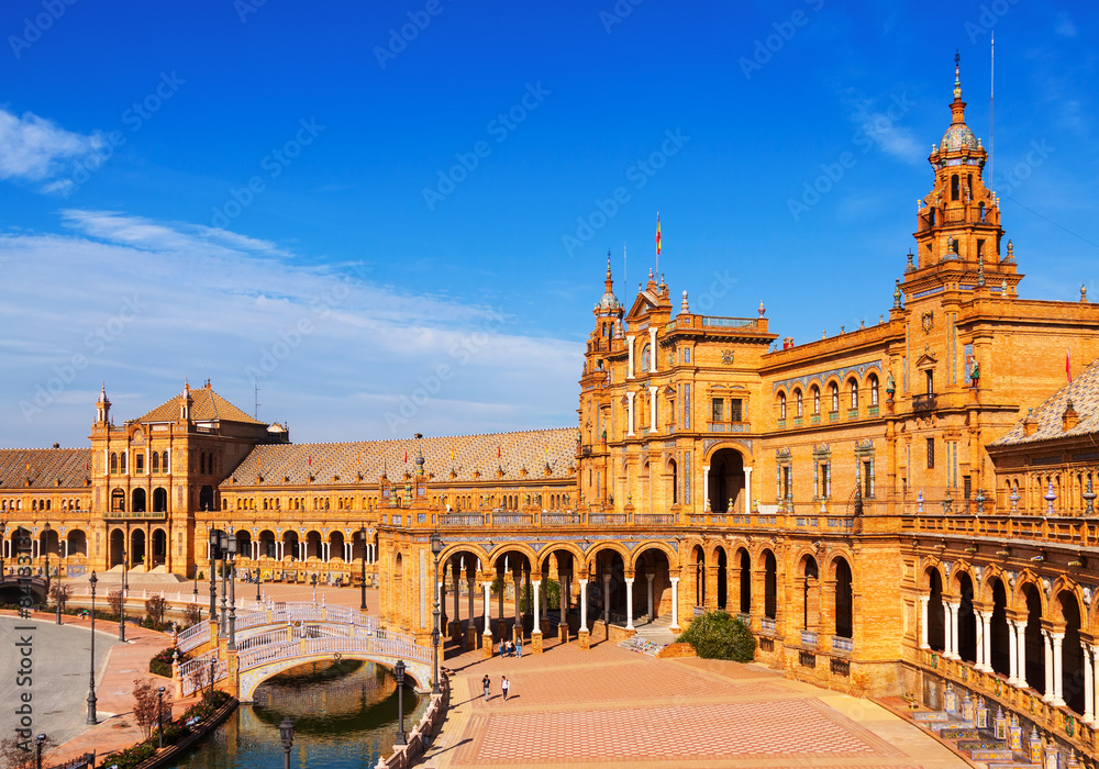 Central building  at  Plaza de Espana  in  day time. Seville, S