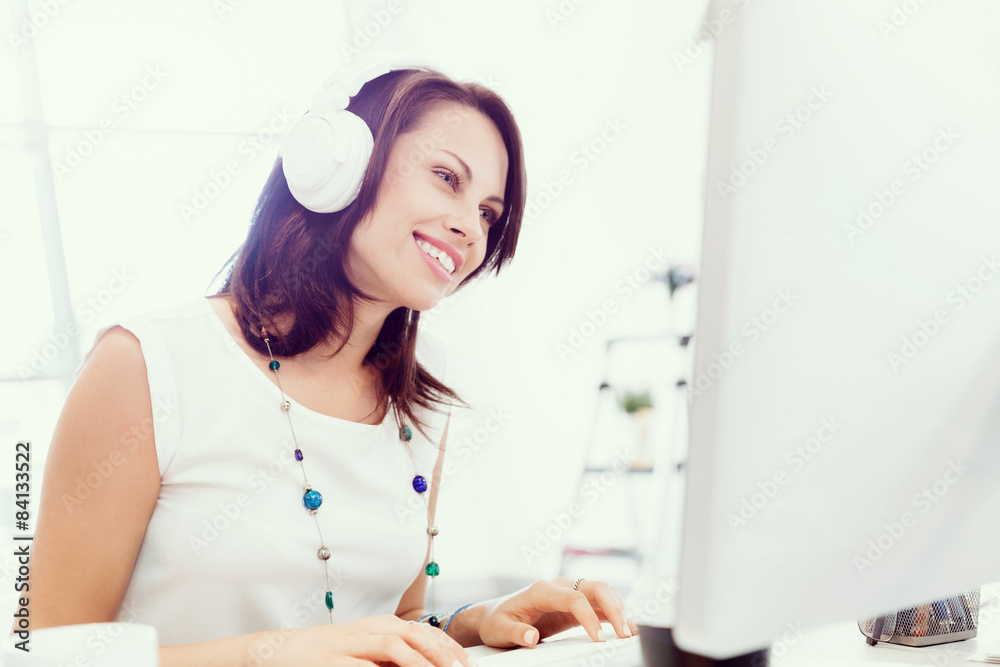 Woman in headphones Woman in headphones
