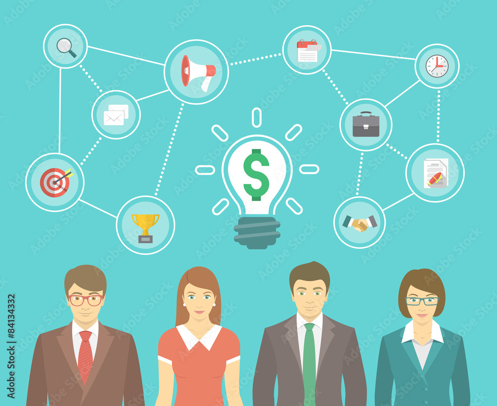 Business Team Creates Idea Infographic Elements Business Team Creates Idea Infographic Elements
