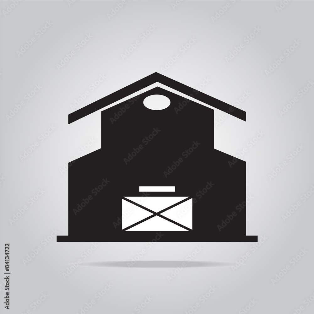 Building icon, barn vector illustration
