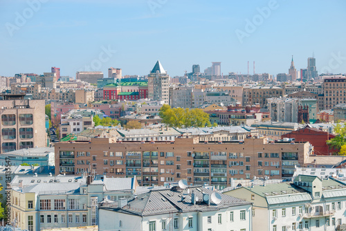 View of the roofs of residential houses in Moscow center