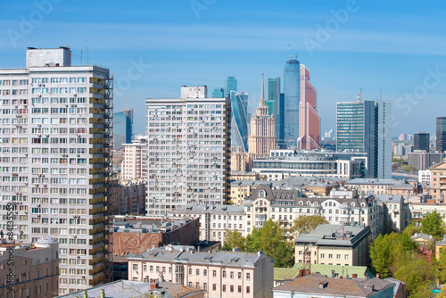 View of skyscrapers Moscow City with New Arbat