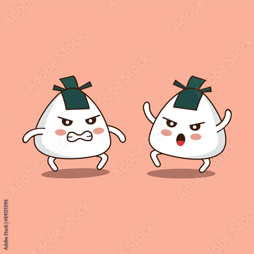 Vector Sumo Onigiri cartoon character illustration 
